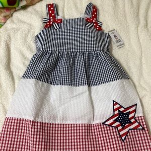 Sear sucker Red, white and blue dress